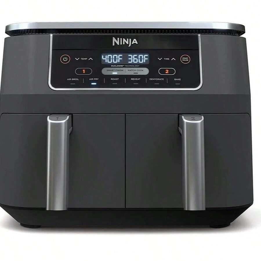 Certified Refurbished Ninja DZ201 Foodi 8-Quart 6-In-1 DualZone Air Fryer 2 Independent Fry Baskets, Smart Finish & Match Cook, Roast, Bake, Reheat, Dehydrate (Renewed) - US A Type Plug(110-127V) - View 1