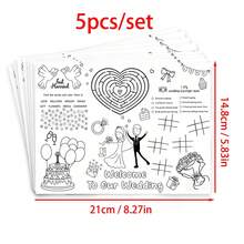 10件套婚礼迎宾垫和涂色卡片，互动式婚礼主题拼图，数字游戏，心形和蛋糕图案，纸质，适合婚礼派对回礼和宾客娱乐，婚礼用品 - 婚禮遊戲卡 - 查看 9