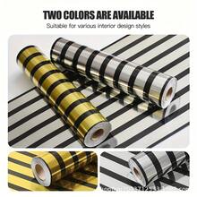 Brodark 1卷40x300厘米自粘镜面反光3D条纹设计墙贴，3D墙板，装饰瓷砖，港式金银色可选，耐用乙烯基泡沫背衬，可水洗防刮，适用于酒店、展览馆背景，可移除安装，使用灵活，视觉效果惊艳。 - 1PC - 查看 10