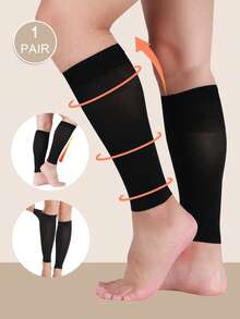 1 Pair 20-30 MmHg High Compression Leg Sleeves, Unisex, Footless Design, Suitable For Running, Travel And Work Activities - Multicolor - View 20