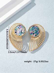 1 Pair Exaggerated Geometric Abalone Pattern Earrings For Women - Multicolor - View 3