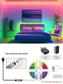 3ft-100ft Bedroom LED Lights With 24-Key Remote Control, Adjustable Color & Brightness, Cuttable Length, Easy Installation, Suitable For Home Decor, Bedroom Ambiance Lighting, Fun Lights, Holiday Party Atmosphere - White - View 11