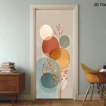 1/2pcs Modern PVC Door Sticker For Tenants - Removable Peel-Off Privacy Film, Abstract Round Pattern, Glossy Vinyl Decorative Sticker For Doors, Partitions, Panels - Easy To Apply, Leaves No Residue, 2D Flat Design - Style 1 - View 4
