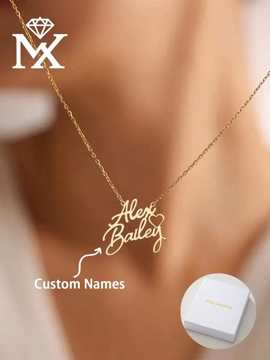 Custom Couple Name Necklace | Personalized Name Pendant | Personalized Name Necklace | Handmade Birthday Gifts | Eternal Love Keepsake - Multicolor - View 1