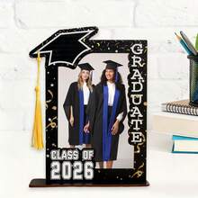1pc Graduation Cap Wooden Tassel Photo Frame With Inspirational Quote - Modern Vertical Desktop Display Stand, Suitable For Graduation Photos, Graduation Party Decor & Graduate Keepsake Gift, Graduation Party Decor - Multicolor - View 4