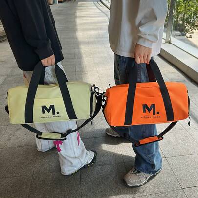 Bolsa de lona con forma de barril con correa para el hombro para gimnasio y viaje