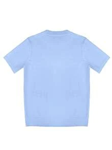 Men's Casual Versatile Solid Color Short Sleeve Knit Top, Suitable For Daily Wear And Commuting - Dusty Blue - View 4