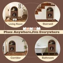 Cat Litter Box Enclosure , 2-In-1 Condo Cat Bed, Cat Shelter Furniture With Two-Level Cozy Haven For 2 Cats, Cute Kitty Condo For Sleeping, Luxury Cat House& Furniture, Espresso - A - 查看 8