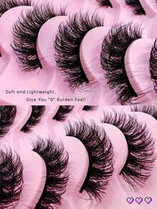 10 Pairs D Curl Russian Style False Eyelashes, Cat Eye Effect, Natural Fluffy Faux Mink Lashes, Thick And Long, Create Charming Lifted Eye Makeup - russian strip lashes - View 8