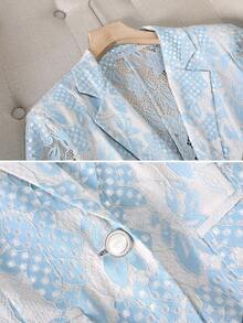 Blazer de encaje de moda, chaqueta ligera de protección solar, ajuste delgado, versátil, elegante, ropa de abrigo casual para primavera/verano - Azul - Ver 3