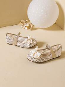 Sepatu Liburan Anak Perempuan Model Pita Cantik dan Modis, Musim Semi/Panas - Emas - View 3