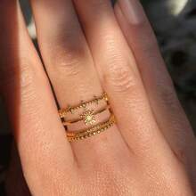 18K镀金不锈钢可调节太阳图案戒指，适合日常佩戴 - 金黃色 - 查看 4