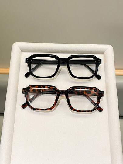 1/2 Pair Fashion Leopard Print Square Frame Glasses, Lightweight Material, HD Lens, For Computer Gaming TV Phone Daily Wear, Universal For Women Men, New Year Valentine's Day Graduation Season Gift