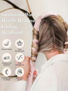 3pcs No-Heat Hair Curlers Set, Includes Silk Hair Curling Band, Soft Foam Hair Rollers, Suitable For Long Hair Styling, Loose Curl Hairstyling Tools (Pink) - Multicolor - View 4