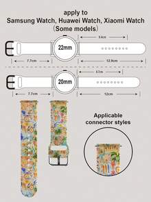 1条热带假日拼布设计柔软弹性透气替换表带，适用于三星、荣耀智能手表，尺寸可选38mm、40mm、41mm、42mm、46mm、45mm、44mm、49mm，是海滩度假假日礼物，休闲日常时尚硅胶表带，兼容 Ultra SE/11/10/9/8/7/6/5/4/3/2/1 - 彩色 - 查看 7
