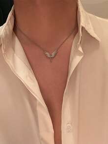 QTHOPE 天使翅膀水钻项链，百搭男女通用嘻哈锁骨链 - 天使之翼 - 查看 2