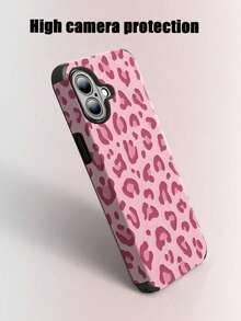 1pc Leopard Pattern Faux Leather Shock-Proof Soft Phone Case With Sound Enhancing Design, Compatible With Iphone 17 Pro Max/16 Pro Max/16 Plus/13 Pro Max/14 Pro Max 13 14 11 12 Pro 11/15 Pro, Galaxy S24 Ultra, Holiday Gift - Pink - View 3