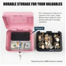 Hộp đựng tiền màu hồng có khóa số/khóa chìa, hộp đựng tiền bằng kim loại, có khay đựng tiền, hộp khóa, hộp đựng tiền có khay đựng tiền, ngăn kéo đựng tiền. - Nhiều màu - Xem 5