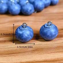 5/10/15pcs Cute 3D Blueberry Resin Fruit Charms - Realistic Glossy Simulated Berries With Natural Seed Texture, Vibrant Blue DIY Jewelry Making, Keychain Accessories, Earrings Findings & Handmade Crafts Beads (No Coating, Durable Resin) - Multicolor - View 6