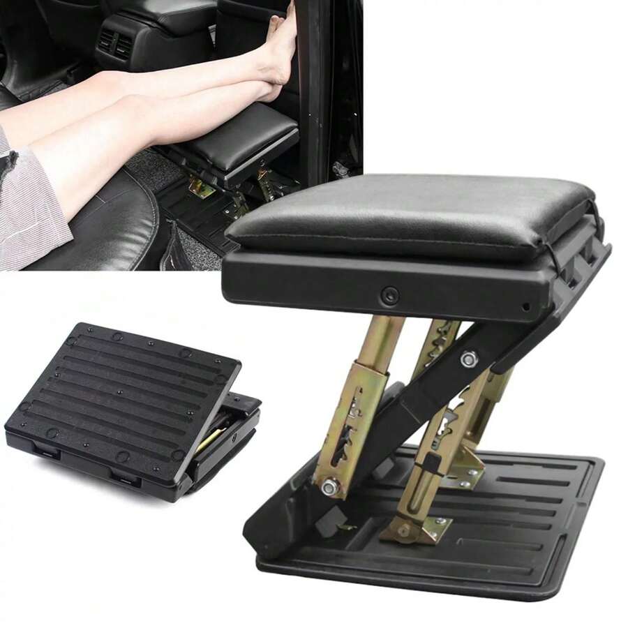 Adjustable 4-Level Height Foot Rest With Soft Pad For Car, Home, And Train Use - Multicolor - View 1