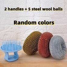 Removable Steel Wool Cleaning Ball, Scrub Pot Pans, Non-Shedding Non-Scratch Non-Stick Oil Cleaning Brush - Random Color - View 9