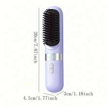 Portable Mini Travel Straightener Brush,Wireless Hair Straightener Hot Comb, Ceramic Heating Professional Electric Brush,Smoot Hairstyle Hair Care Comb - Black - View 8