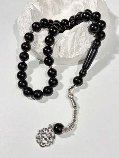 سوار خرز الصلاة في رمضان 1 قطعة مع 33 خرزة أكريليك 12 مم، مسبحة التأمل في رمضان