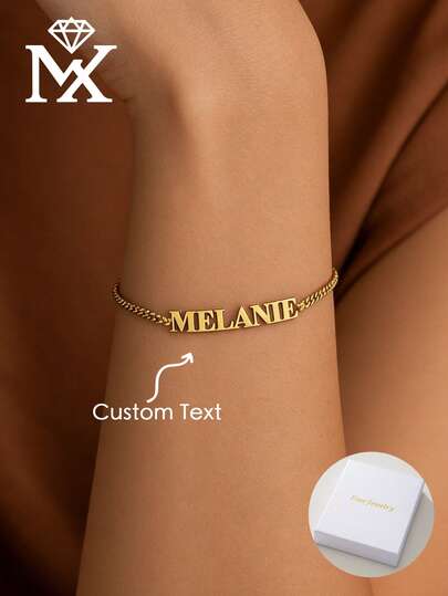 Custom Name Curb Chain Bracelet - Minimal Personalized Name Jewelry - Birthday Gift For Her