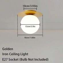 1pc Modern Minimalist Round Ball Ceiling Light, E27 Lamp Holder, Hard-Wired Connection, Suitable For Balcony, Entrance, Hallway, Room (Bulb Not Included) - Multicolor - View 8