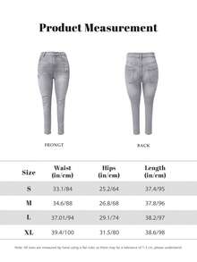 GILIPUR Blugi skinny cu talie înaltă pentru femei, stil Y2K, stil streetwear european și american, gri deschis, croială slim fit, elegantă și la modă, casual, primăvară - Gri deschis - Vizualizare 6