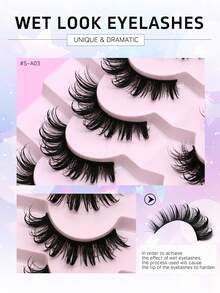 GROINNEYA 7 Pairs Comfortable Cat Eye False Eyelashes, Fluffy Soft Faux Mink Lashes 15mm Long, Natural & Thick Full Strip Lashes Suitable For Various Eye Shapes, Reusable, Ideal For Parties - màu đen - Xem 4