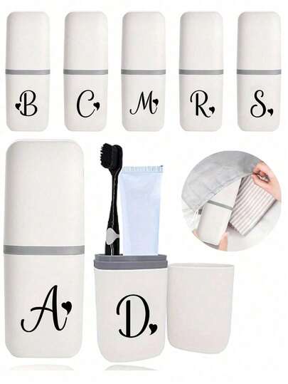 Black Art Love Letter A-Z Portable Toothbrush Case, Keep Your Toothbrush Clean And On The Go!Travel Toothbrush Holder, Portable Toothbrush Cup Cover,Suitable For Travel, Camping, Business Travel, And School, Multi-Purpose Toothbrush Cup, Travel Wash Cup, Toothbrush And Toiletries Storage Kit