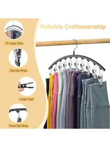 1/2/3pcs Multi-Clip Clothes Hanger, Space-Saving Drying Rack With Multiple Windproof Clips, Perfect For Student Dormitory, Socks, Underwear, Delicate Items Drying Solution, Portable Laundry Organization Hanger With Sturdy Design - Black - View 9