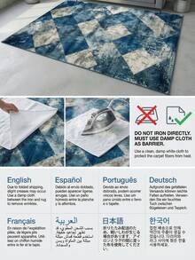 Covor cu aspect de cașmir artificial (aprox. 1000 g/m²) - Suprafață cu fir mediu, cu scame reduse, cu model geometric în formă de romb, în nuanțe de albastru cobalt, gri ardezie și alb-gălbui, pe bază în nuanțe de beton | Material ușor de curățat, rezistent la pete, pentru living / dormitor / birou de acasă sau spațiu industrial modern | Se potrivește stilurilor de decor minimaliste, urbane, de tip loft și contemporan | Alegerea ideală pentru o casă nouă, cadouri sau pentru a adăuga o dimensiune texturată casei tale - A - Vizualizare 9