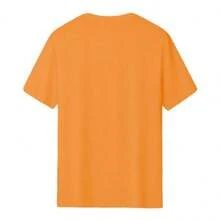 [Mother's Day Gift, Rocking The Nana Life] Soft & Comfortable Women's T-Shirt - Rocking The Nana Life   Casual Short Sleeve Round Neck Top, Black With White Letter Print, Perfect Mother's Day Gift For Grandma, Spring Casual Wear - 橘色 - 查看 2