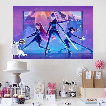 K-Pop Witch Hunter Theme Children's Girls Party Scene Birthday Party Backdrop Banner. K-Pop Theme Wall Decor. Suitable For Photo Shooting Background. Ideal For Electronic Music Festival Celebrations, Room Decoration And Display Props.