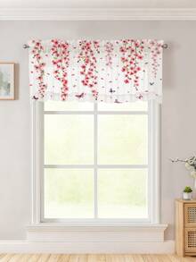 1PC Romantic Cherry Blossom 2D Printed Curtains, Fresh Pink Butterfly Pattern Curtains - Multicolor - View 7