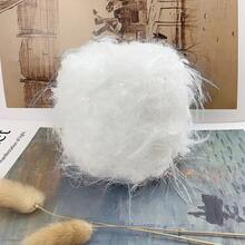 1包100克手工新奇花式毛线，白色婚纱风格混纺毛线，多股混纺长蓬松毛线，适用于编织、钩编、DIY包包、帽子、围巾、发圈、手工配饰和工艺项目 - 100g - 查看 3