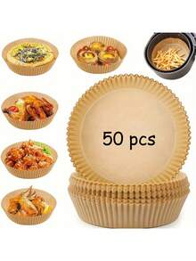 200片装方形一次性空气炸锅衬垫、纸质空气炸锅篮、烤盘、烤箱配件、烘焙工具、厨房小工具（另有100片/50片/10片装可选） - 彩色 - 查看 13