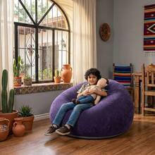 Inflatable Lounge Chair 2 in 1 with Inner and Outer Airbags, Sillón Inflable Individual Doble Capa de Aire, Portable Blow Up Armchair with Foot Pump, Rojo y Azul, para Sala Estar Descanso Oficina Camping Hogar - Azul Marino - Ver 8