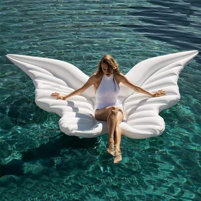 1pc Large Inflatable Butterfly Wing Pool Float, Oversized Floating Lounger, Suitable For 1-2 People To Relax In Pool, Beach And Water Fun In Summer