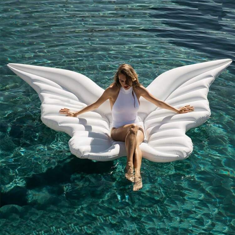 1pc Large Inflatable Butterfly Wing Pool Float, Oversized Floating Lounger, Suitable For 1-2 People To Relax In Pool, Beach And Water Fun In Summer, Pool Inflatable, Beach Essentials, Pool Float - Multicolor - View 1