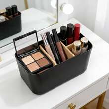 Multi-Compartment Eyebrow Pencil Storage Box, Makeup Brush Holder, Vanity Organizer, Desk Stationery Caddy - Multicolor - View 3