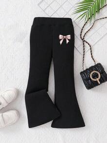 2pcs/Set Leopard Print & Bow Decor Short Sleeve T-Shirt + Flare Pants Outfit For Teenage Girls, Spring/Summer - Multicolor - View 5