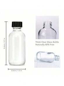 1/6/12pcs Mini Ginger Juice Bottles, 2oz Reusable Transparent Bottles With White Screw Cap, Leak-Proof, Suitable For Liquids, Juices, Jams - Black - View 2