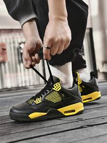 New Unisex Athletic Casual Shoes, Plus Size, Mid-Top Design For Added Height, Stylish And Breathable, Suitable For Everyday Wear, Shopping Trips, Parties, And Other Occasions. Also Makes A Great Holiday Gift Or Birthday Present. - màu đen - Xem 5