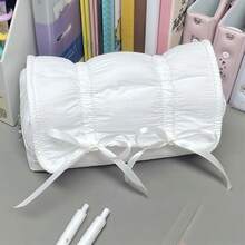 Ballerina Style Powder Blue Bow Drawstring Pencil Case, High-Quality Large Capacity Stationery Storage Bag For Students - Bow Pencil Case - View 1