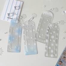1个透明白色雪花形4槽卡套，长挂绳徽章卷轴，女粉丝卡包 - 雪花卡套 - 查看 1