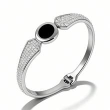 1件时尚金手镯搭配黑玛瑙，百搭饰品，适合女士日常和晚间佩戴 - 幾何 - 查看 6