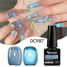 Mtssii 1 lọ 7ml Sơn móng tay gel mắt mèo màu xanh huỳnh quang, hiệu ứng hạt thủy tinh lấp lánh gradient, sơn gel từ tính hình mèo, sơn gel UV LED bán vĩnh cửu, dễ tẩy rửa, thích hợp cho móng tay mùa hè, dụng cụ làm móng DIY cho salon và gia đình. - Nhiều màu - Xem 3